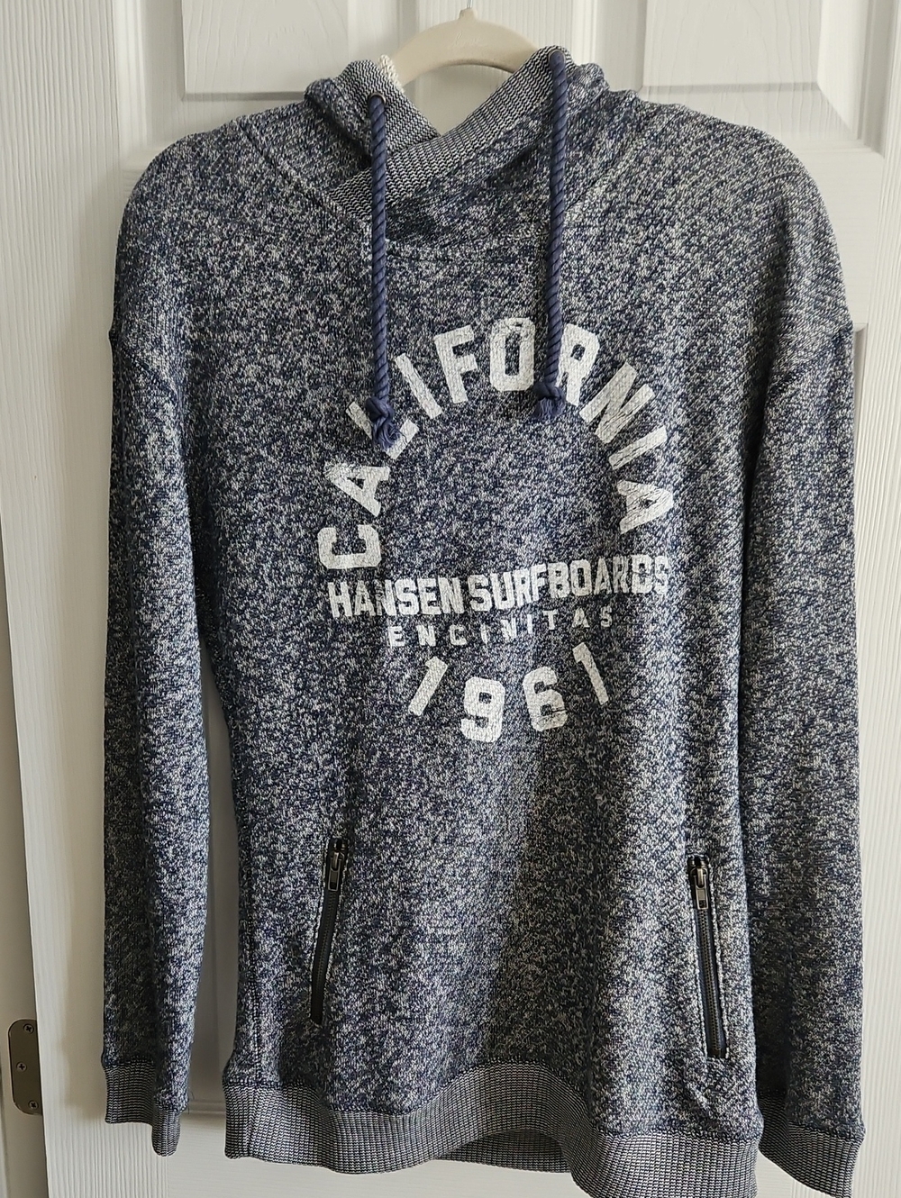 California 1961 Navy Marled Hoodie Sweater Size XL